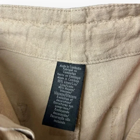 Calvin Klein Tan All In One Linen Pants - Picture 7 of 9